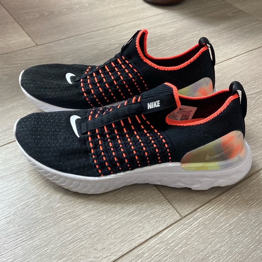 Nike Women’s Slip-On Knit Trainers — Black, Orange & White - Picture 3 of 8